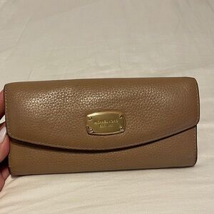 Michael Kors Brown Leather Wallet with Gold Accent